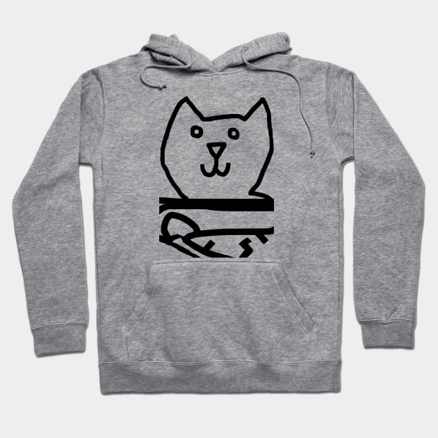 Minimal Confused Cat Detail Outline Hoodie by ellenhenryart